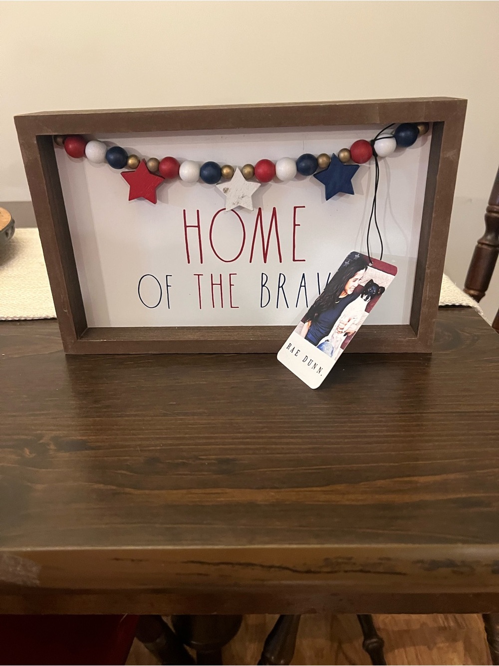 Rae Dunn Framed 'Home of the Brave' Sign - Red, White, Blue & Gold - Picture 2 of 3